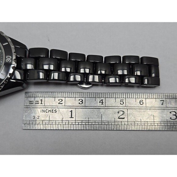 Isaac Mizrahi Live Ceramic Black Watch 35mm Quartz New Battery 3ATM Japan Womens - Picture 9 of 11